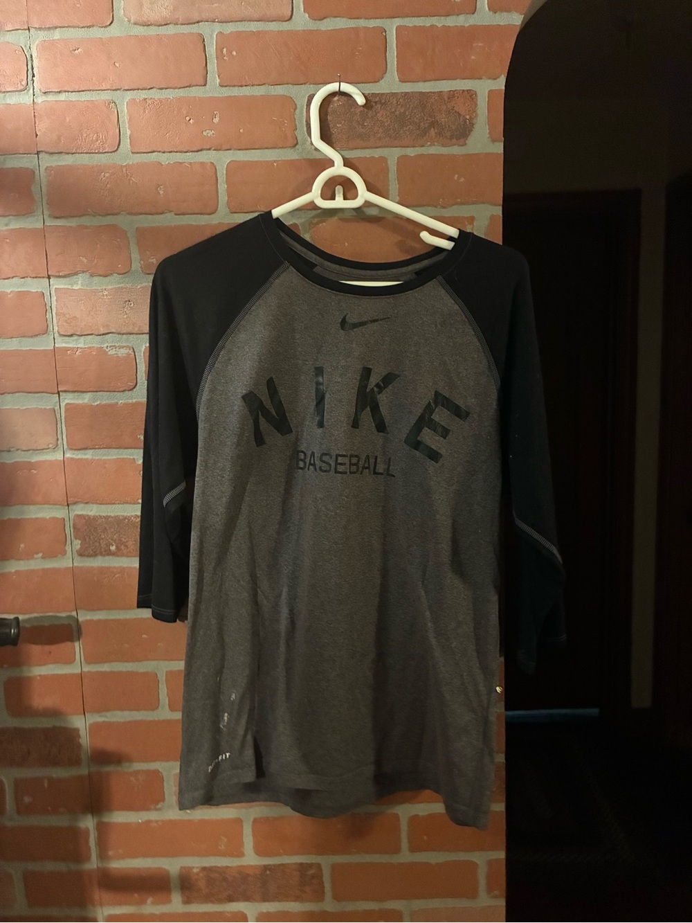 Nike Charcoal and Black Raglan Baseball Tee